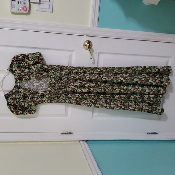 AFRM Green Garden Jamie Floral Puff Sleeve Open Back Midi Dress XS - Picture 6 of 12